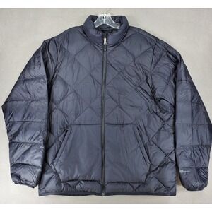 Eddie Bauer EB650 Down Jacket‎ Men's Size L Black Full Zip Outdoor Diamond Quilt